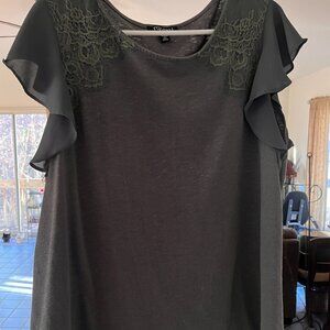 Roz & Ali Embroidered Flutter Sleeved Blouse, 2X